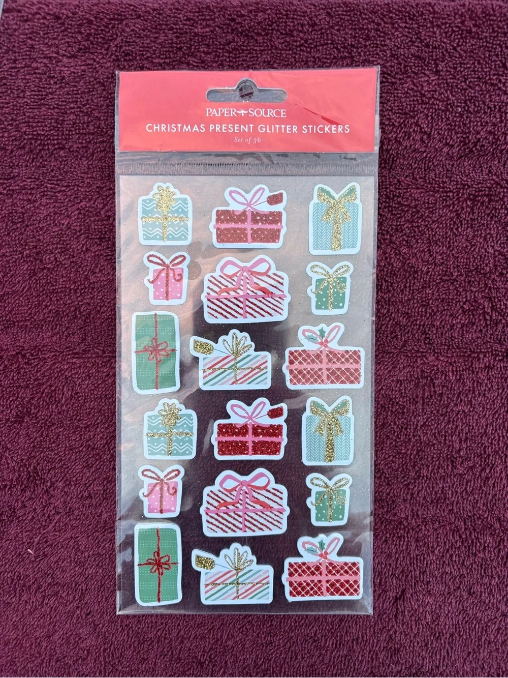 Paper Source Red & Green Holiday Sticker Pack - Tree, Present & Santa Hat